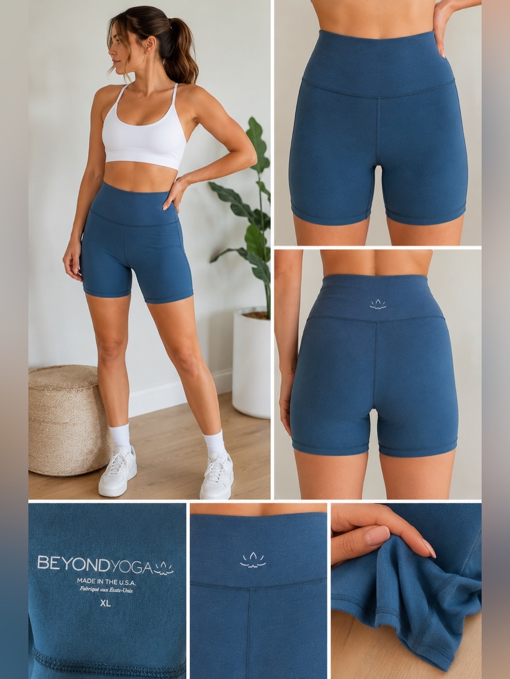 Beyond Yoga Spacedye High Waisted Biker Shorts Teal XL Made in USA Activewear